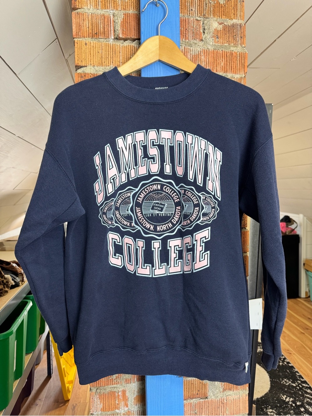 Vintage 90s Jamestown College Navy Crewneck Sweatshirt
